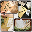 Boutique Calligraphy Stencil Template Kit | 45 Reusable Pieces | Lettering Upper, Lowercase, Large & Small | Numbers, Punctuation, Laurels and Flowers - For Arts Crafts Painting Wood (Calligraphy Kit) | Calligraphy Stencils — 7