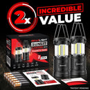 GearLight Camping Lantern - 2 Portable LED Battery Powered Lantern with Magnetic Base and Foldable Hook for Emergency Use or Campsites, Essential Hurricane Survival Kit with Batteries - Black | Black (Battery Powered) — 3