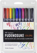 Tombow 56429 Fudenosuke Colors Brush Pens, 10-Pack. Hard Tip Fudenosuke Brush Pens in Assorted Colors for Calligraphy and Art Drawings | 1 Count (Pack of 10) — 1