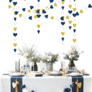 Navy-Blue White Gold Party Decorations - 52ft Paper Heart Garland Men Birthday Banner Graduation Decoration Wedding Streamers Bridal Boy Baby Shower Hanging Decor HongTongTong — 4