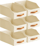 Homsorout Fabric Storage Bins for Organizing - 6 Pack Large Trapezoid Collapsible Storage Bins with Front Handle, Closet Organizers and Storage for Bedroom, Home Shelves, Small Spaces, Beige — 1