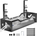 Under Desk Cable Management Tray No Drill, Metal Mesh Cable Management Under Desk with Clamp Mount, 2 Hole Cable Tray with Wire Management and Cord Organizer for Home Office Standing Desk photo 1