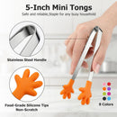 SHINDEL Mini Tongs, 8 PCS Silicone Hand Shape Food Tongs, 5 Inch — 2