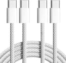 TOP-UP Braided USB C to USB C Cable 3.3FT 2 Pack, 60W PD Cord, White 1