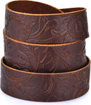 Leather Strap, 1 Inch Wide Flat Genuine Leather Strips for Crafts | Wester Cowboy_Dark Brown — 3