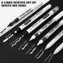 White Pens Set, White Gel Pens, Dual-Tip Acrylic Paint Pen, 7 Pack | White, Black | 0.6/1.0/2.0 mm — 2