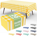 misaya 20 Packs Buffalo Disposable Table Cloth, 54 x 108 Inch Waterproof Plastic Tablecloth, Rectangle Yellow and White Checkered Table Covers for Picnic, Birthday, Party, Back to School | 54" x 108" - 20 Pack — 1