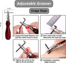 Leather Tooling Kit, Including Leather Cutting Knife Tracing Wheel Edge Beveler Groover Wooden Burnisher Swivel Knife Leathercraft Accessories-7PCS-silver — 4