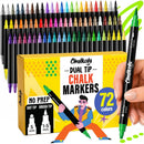 Chalkola 72 Liquid Chalk Markers Dual Tip Dot & Brush - Erasable Chalk Pens | 72 Colors — 1