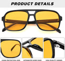 Hycredi Retro Aviator Sunglasses for Women Men, Oversized Square Shades | 2 Pack - (Leopard/Orange + Leopard/Blue) — 6