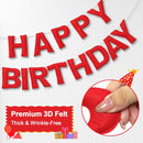 Pre-Strung Felt Happy Birthday Banner Red Garland Set — 3