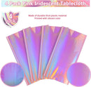4 Pack Iridescent Pink Plastic Tablecloths, FunnyPars Shiny Disposable Laser Rectangle Table Covers, Holographic Foil Tablecloth Iridescent Party Decorations for Kpop Birthday Wedding Xmas, 54x108Inch — 4