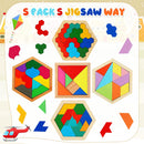 Jerify 5 Pack Wooden Tangram Puzzle for Kids, Brain Teaser Puzzles — 2