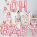 40 Inch Pastel Pink OH BABY Balloon for Baby Shower, Large Light Pink OH BABY Balloon Letters with Ribbon, Pearl Pink Alphabet Balloons Banner Sign for Girl Birthday Party Backdrop Decorations | Pastel Pink - Oh Baby — 4