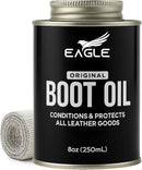 Eagle Leather Boot Oil for Work Boots, Cowboy Boots, & Shoes - Includes Applicator & Premium Towel - All-Natural Deep Leather Conditioner(8.45oz) — 1