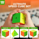 STEAM Life Speed Cube Set 4 Pack Magic Cube | Includes Speed Cubes 3x3, 2x2 Speed Cube, 4x4, Pyramid Cube, Smoothly Puzzle Cube Bundle Magic Cubes Collection for Kids & Adults — 4