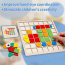 Montessori Tangram Educational, Geometric Shapes Puzzle Toys with 120Pcs Wooden Puzzle Blocks and 20Pcs Cards, Colorful Pattern Montessori Children's Educational Gifts for Kids Ages 3 and Up — 3