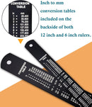 Metal Ruler Kit 12 Inch and 6 Inch, Stainless Steel Rulers with Centimeters, Millimeters, Inches and Conversion Table for Office and School, Easy to Read Metric Rule Set, 2 Pack — 4