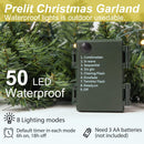 HomeKaren Christmas Garland 9ft with 50 Led, 320 Tips Prelit Fraser Fir Xmas Garland with 50 LED Lights, Lush and Classics Green Style for Indoor Outdoor Home Decoration — 4
