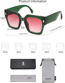 SOJOS Oversized Sunglasses for Women Thick Big Square UV400 Shades SJ2194 | Green Frame/Pink Grading Lens — 5