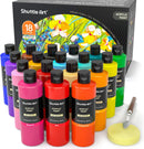Shuttle Art 18 Colors Acrylic Paint Bottle Set (250ml/8.45oz), Rich Pigmented Bulk Painting Supplies for Artists, Beginners and Kids on Rocks Crafts Canvas Wood Ceramic | 8.45 Fl Oz (Pack of 18) — 1