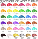 55PCS Acrylic Paint Set of 36 Colors 2fl oz 60ml Bottles 12 Brushes,Non Toxic 36 Colors Acrylic Paint No Fading Rich Pigment for Kids Adults Artists Canvas Crafts Wood Painting | 36 Colors Acrylic Paint 2 fl oz/60 ml — 2
