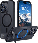 Temdan Magnetic Compatible with iPhone 15 Pro Max Case, [Built-in Invisible Kickstand][Compatible with MagSafe] [Military Grade Shockproof] Slim Translucent Matte Phone Case for iPhone 15 Pro Max 6.7" — 1