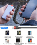2 Pack USB C Coiled Cable, Fast Charging USB to USB C Cord for iPhone 16/16 Pro Max, Samsung Galaxy S24, Moto G8, Google Pixel, Retractable for Car 7