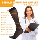 BSERA 2 Pairs Sheer Compression Socks for Women 15-20 mmHg Knee High | Black | Medium — 6