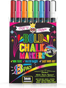 CHALKY CROWN Fine Liquid Chalk Markers - Bold Chalkboard Markers - 8 Pk,1mm | Bold 1mm - 8 Pack — 1