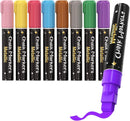 Celepen Window Chalk Markers for Cars Glass Washable, 8 Colors Metallic Jumbo Liquid Chalk Marker Pens with 10mm 3 in 1 Nib Wide Tip, Chalkboard Markers Car Window Paint Pen for Auto, Mirror, Poster | 8 pcs Metallic 10 mm — 1