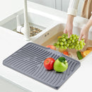 TIKNIK Silicone Dish Drying Mat for Kitchen Counter, Grey-1pcs, 16" x 12"