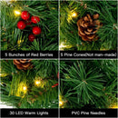 24 Inch 2FT Christmas Wreath, 30 LED Lights Christmas Wreaths for Front Door with Bow Red Berries Pine Cones, Prelit Timer Home Decor, Xmas Wall Windows Decorations Indoor Outdoor — 4