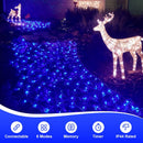 QITONG Net Lights Outdoor Mesh Lights, 12ft x 5ft 360 LED Blue Christmas Light with 8 Modes, Connectable Clear Wire Bush Light Plug in — 2