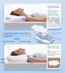 Osteo Cervical Pillow for Neck Pain Relief, Hollow Design Odorless Memory Foam Pillows with Cooling Case, Adjustable Orthopedic Bed Pillow for Sleeping, Support for Side Back Sleepers - White — 4