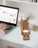 Acacia Wood Desk Organizer Set with Sticky Note Holder, Pencil Pen Cup & Paper Clip Storage, Office Desk Accessories for Marker Craft (Set of 3) — 6