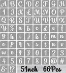 BAMIDELE 5 Inch Alphabet Letter Stencils for Painting, 66 Pcs Reusable Plastic Calligraphy Letter Stencils and Numbers Template Kit for Painting on Wood, Chalkboard, Fabric, Door Porch, Wall Art — 1