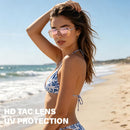KUGUAOK Tangle Free Polarized Aviator Sunglasses for Women UV Protection Sports Running Sun Glasses Unisex Shades | Xh-1pcs-pink | 56 Millimeters — 2