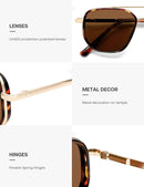 SOJOS Retro Polarized Aviator Sunglasses for Women Men Trendy Square Shades | Demi&gold — 5