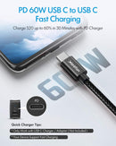 CLEEFUN USB C to USB C Cable 3ft, 5-Pack C to C Cable Fast Charging 60W 2