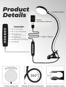 Clip on Light,10 RGB Colors+10 Brightness Small Desk Lamp with Clamp Light — 7