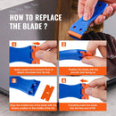 VEVOR 2PCS Razor Blade Scraper,Plastic Scraper Tool with 120PCS Plastic Blades,Cleaning Scraper Remover for Stickers,Decals,Adhesive,Labels,Paint from Glass, Car,Window,Caulk,No Scratches,Blue 6