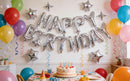 Silver Happy Birthday Balloons Banner Sign Mylar letter Party Decoration | Silvery — 2