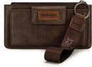 Montana West X Wrangler Brown Wristlet Wallet Minimalist Clutch Womens Wallet Rfid Card Cases & Money Organizers with Coin Purse and Smooth Zipper