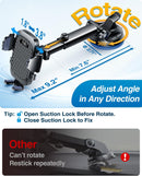 YRU True Military-Grade [360° Rotation Suction] 2026 Ultimate Car Phone Holder Mount 【90+LBS Safest Strongest & Patent Certs】 Dashboard Windshield Vent for iPhone 18 Pro Max Samsung Webcam,Gloss Black photo 4