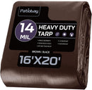 Patiobay Large Tarp 16x20 FT Heavy Duty Waterproof 14 Mil Brown