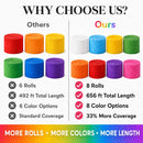 8 Crepe Paper Streamers, 656ft Pack of Rainbow Streamers Party Decorations | Multi-color | 8 Pack - Rainbow — 3