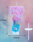 Mermaid Themed Birthday Candles, Number 7 Girls Glitter Birthday Party Supplies,Anniversary Party Decor,2.87 inch Cake Topper Decorations (Mermaid Themed, Number 7) — 3