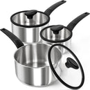MICHELANGELO Stainless Steel Saucepan with Lid 1QT & 2QT & 3QT, Triply Stainless Steel Saucepans with Bakelite… — 1
