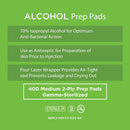 Care Touch Alcohol Prep Pads - 400 Count Alcohol Wipes Individually Wrapped, 1.18x2.36 Inches - 70% Isopropyl Swabs for Home, Medical, or First Aid Kits - Sterilized 2-Ply Pads — 8